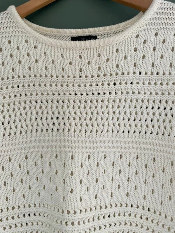 Topshop Topshop Cream Pointelle Crochet Knit Jumper UK 6 Cotton Boho Summer Y2K