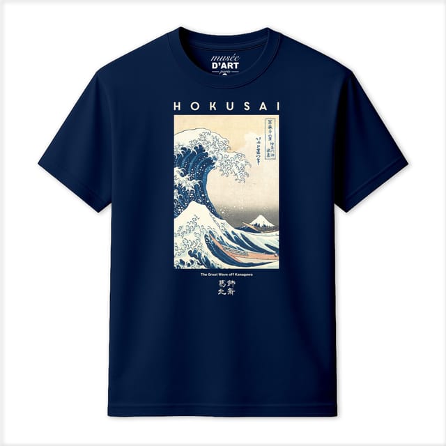 Musee DArt Musee D'Art Men's Hokusai - Great Wave Sketch T-Shirt in Navy - 2