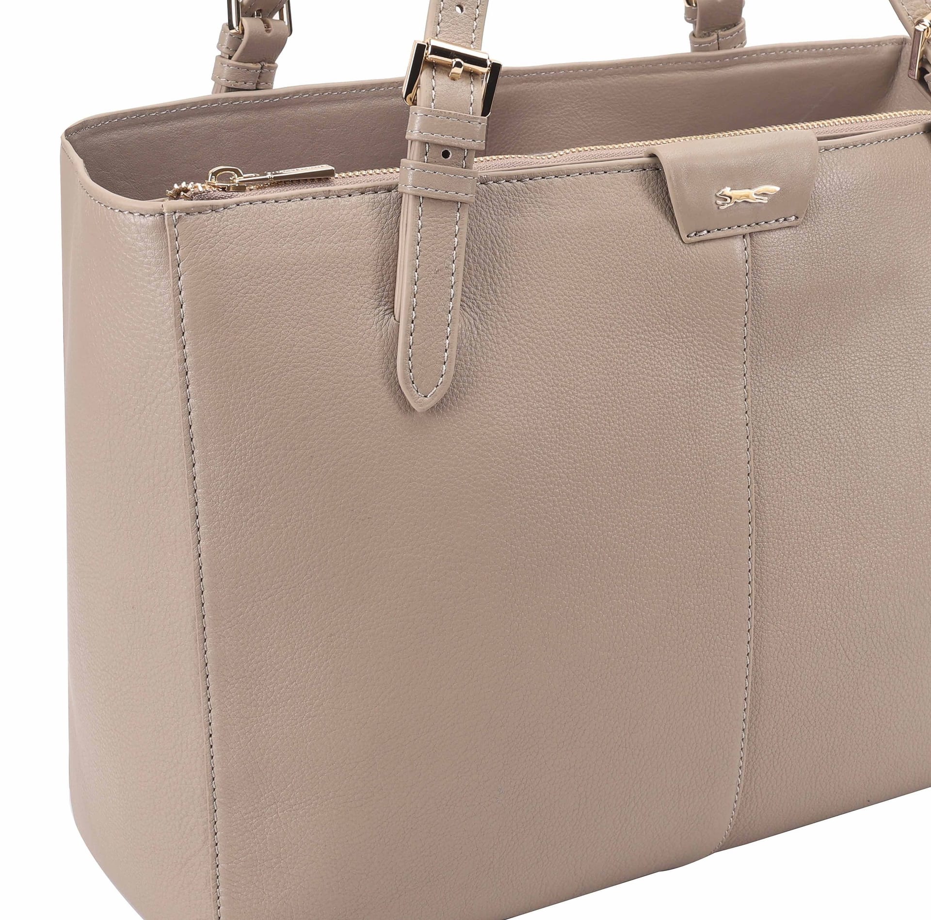 Paul Costelloe Paul Costelloe Women's Argo Leather Shoulder Bag in Taupe - 4