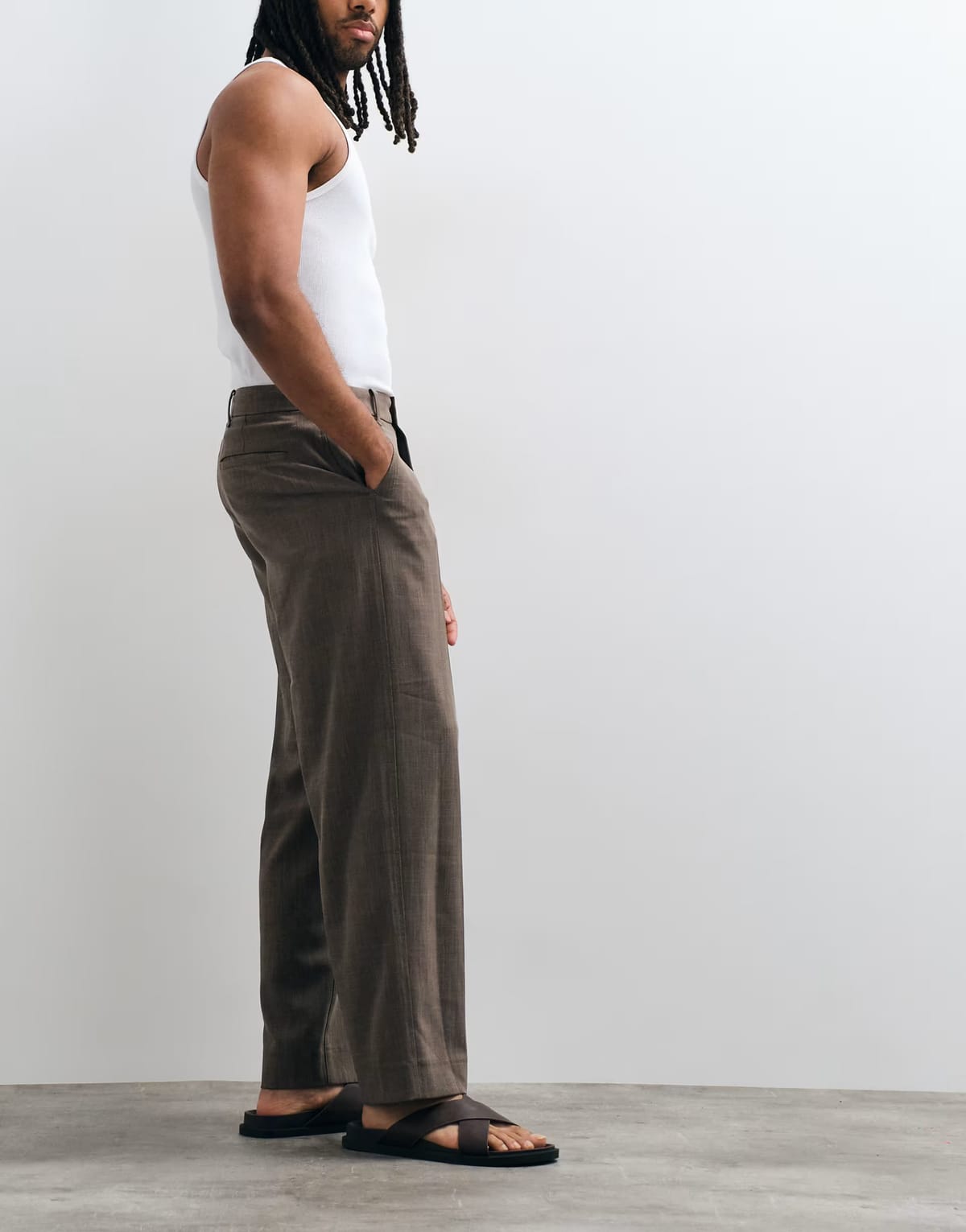ASOS Abercrombie & Fitch baggy tailored trouser in brown - 1