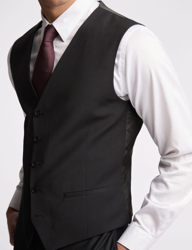 Ted Baker Ted Baker Men's Premium Black Panama Slim Waistcoat - 3