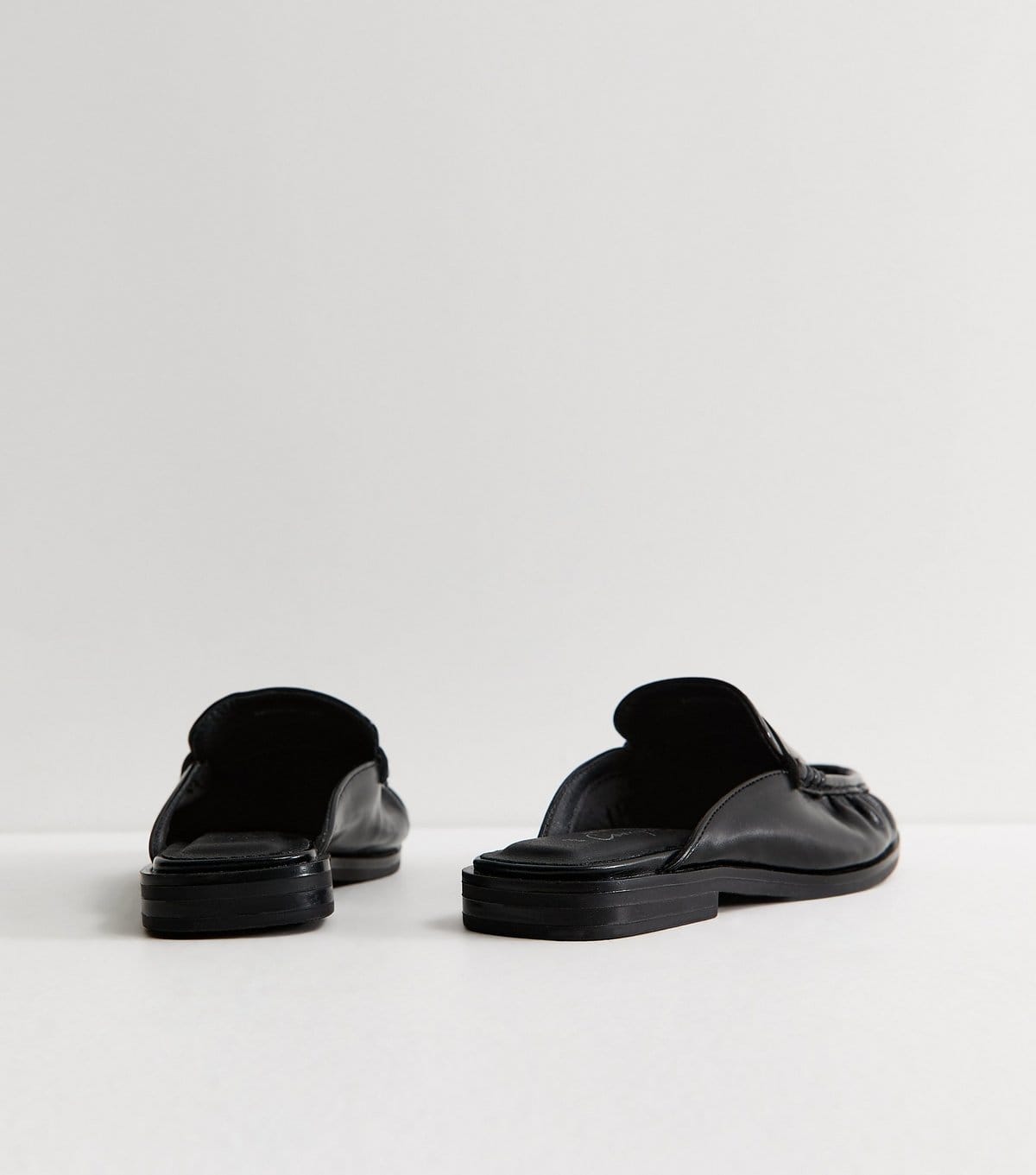 New Look Women's Black Faux Leather Backless Penny Loafers Vegan New Look - 4