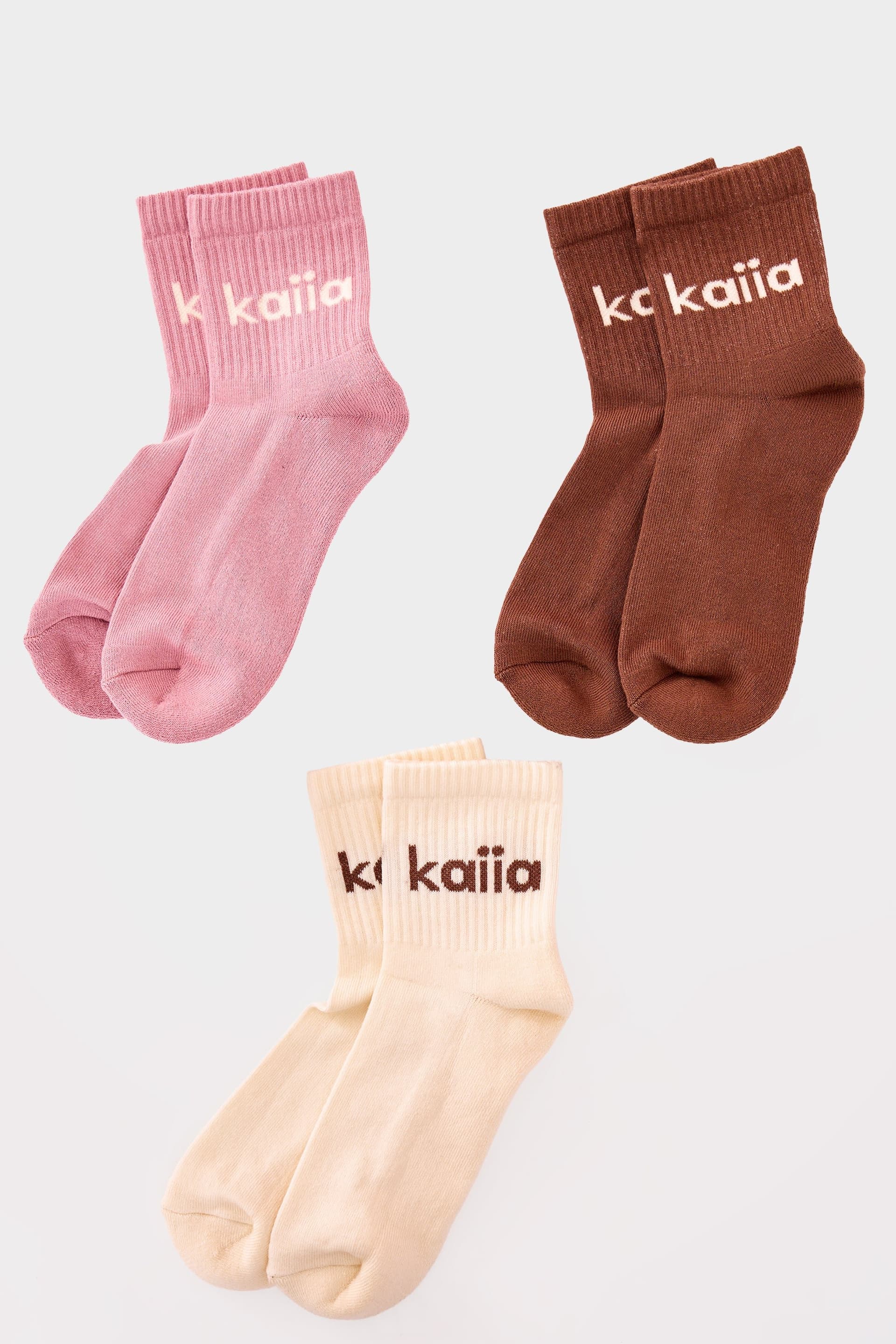 Kaiia Pack of Three Kaiia Logo Socks Multi