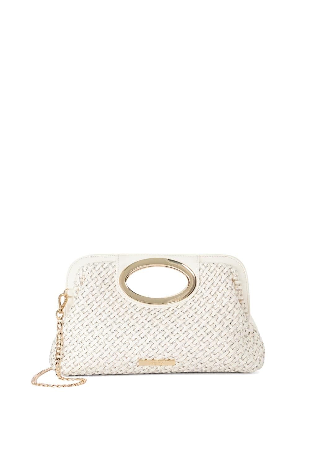 Dune London Dune London White Woven Clutch Bag with Gold Handle