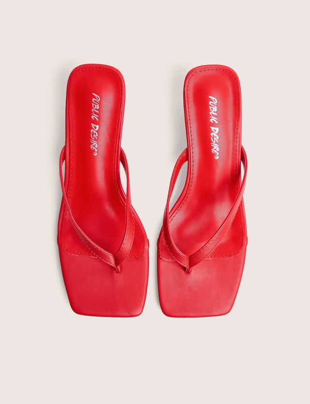 Public Desire Everlast Red Thong Flip Flop Heels - 2