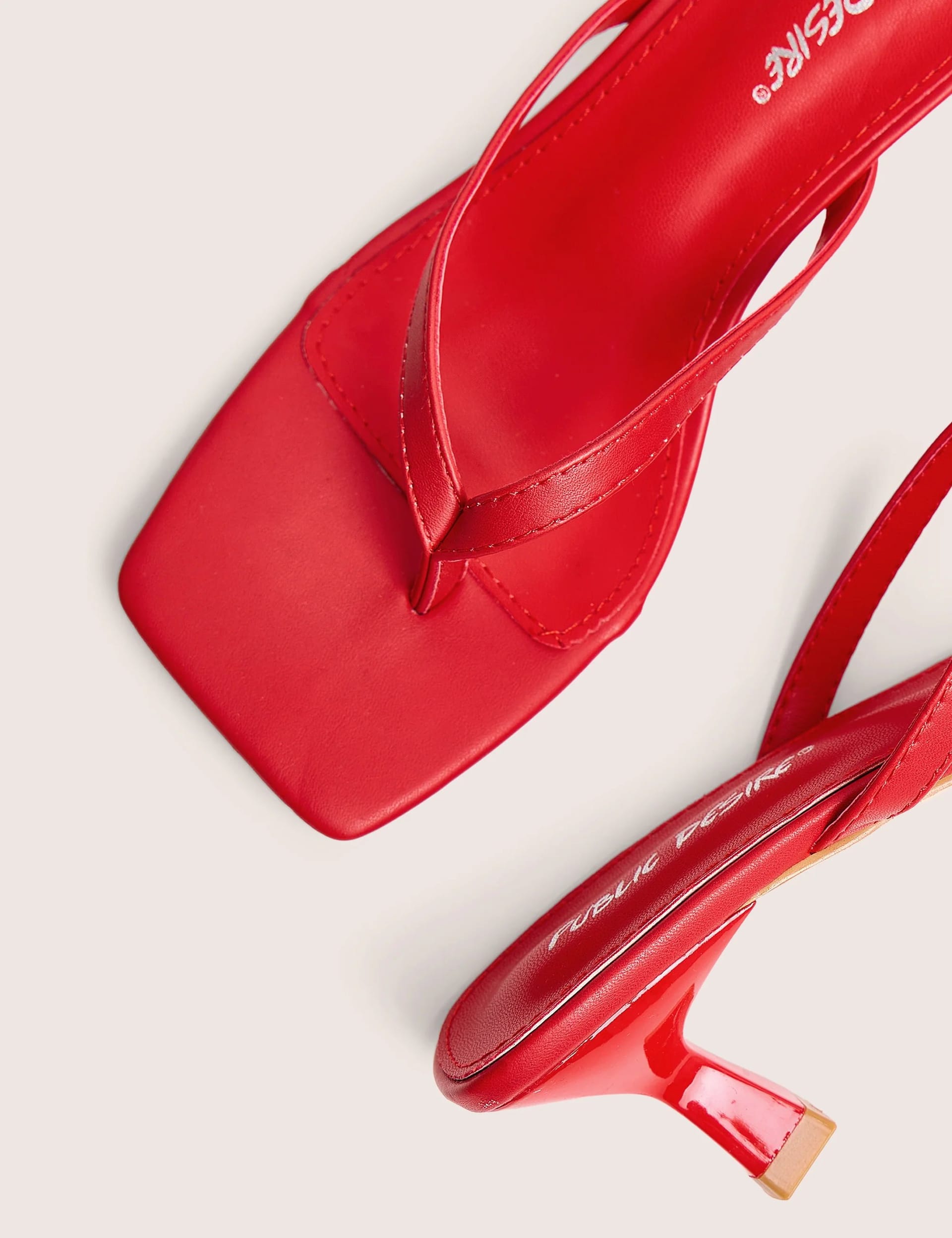 Public Desire Everlast Red Thong Flip Flop Heels - 4