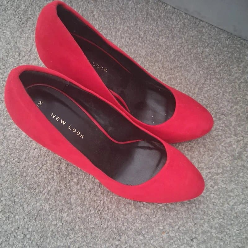 New Look Red velvet heeled shoes from New look size uk 5