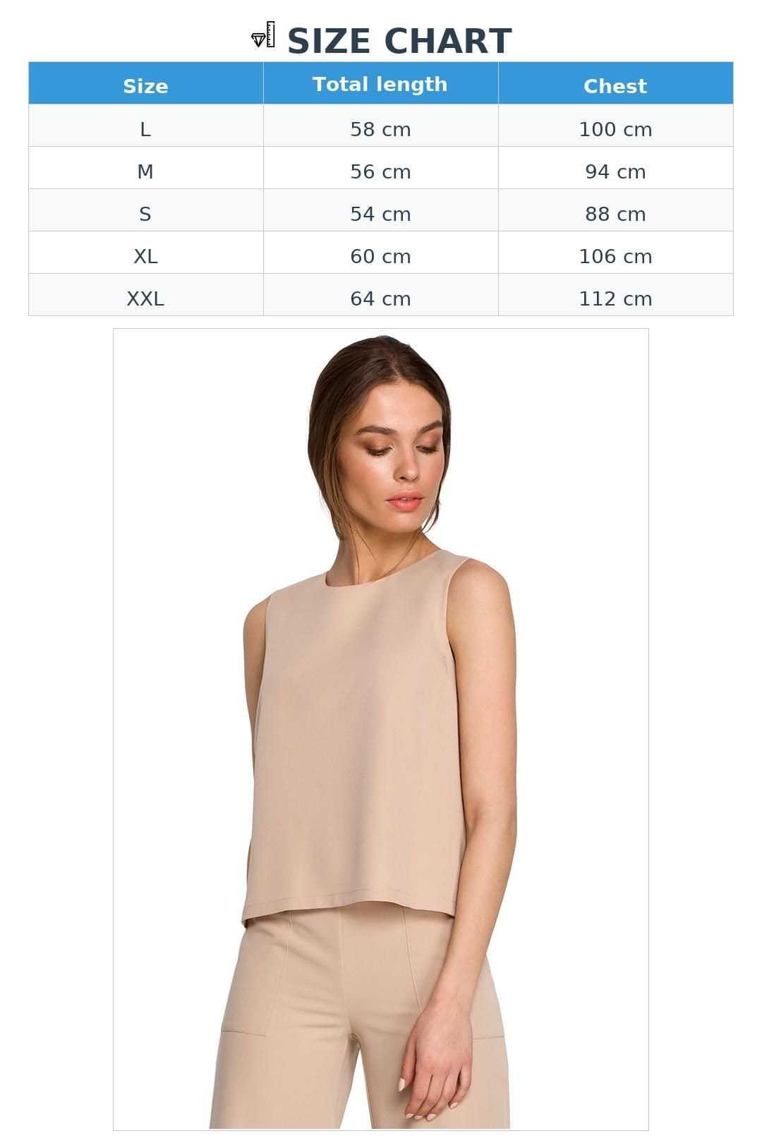 Love Lace Love Lace Women's Trapeze Short Sleeveless Blouse with Back Zipper in Beige - 4