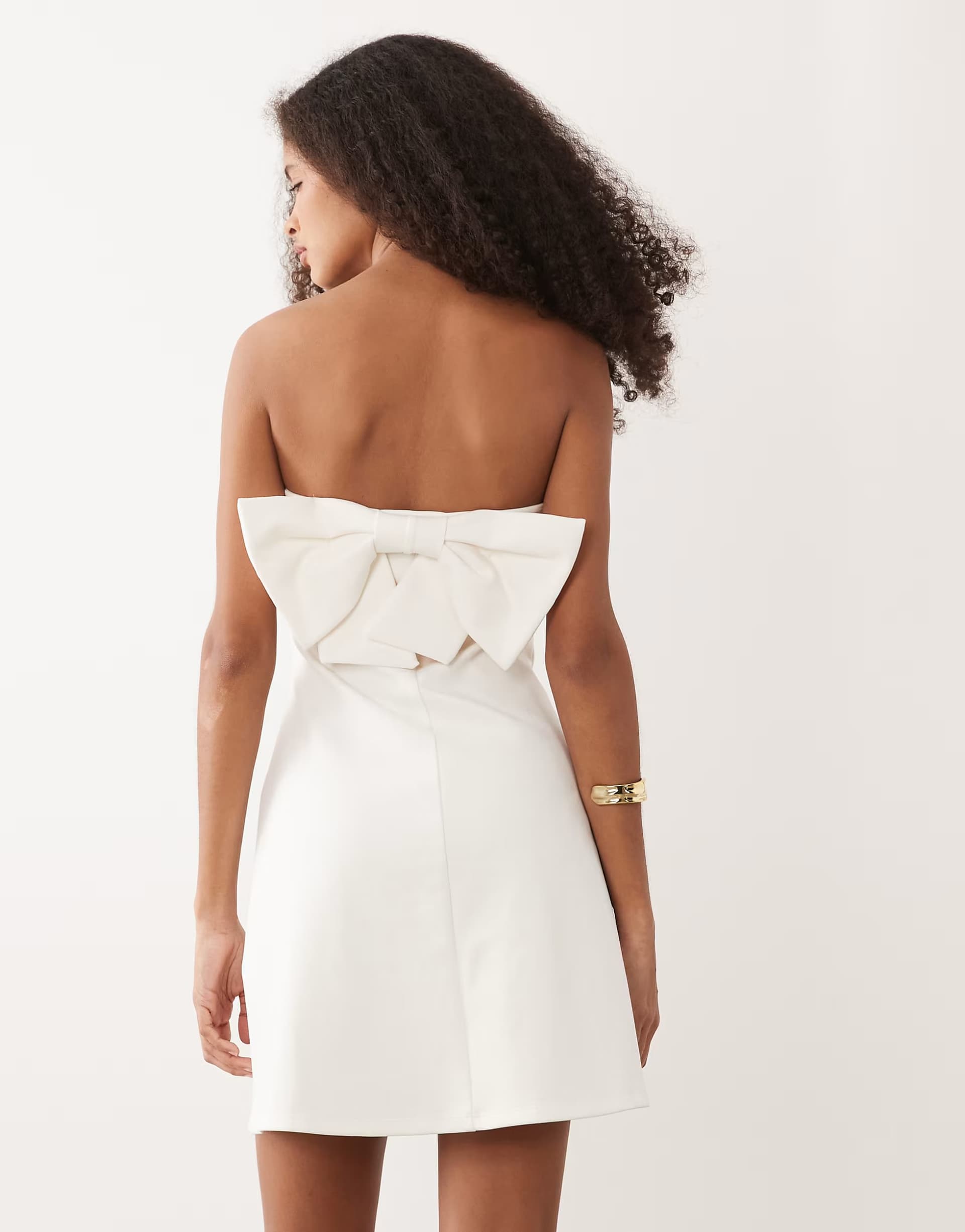 ASOS New Look bow back bandeau mini dress in white