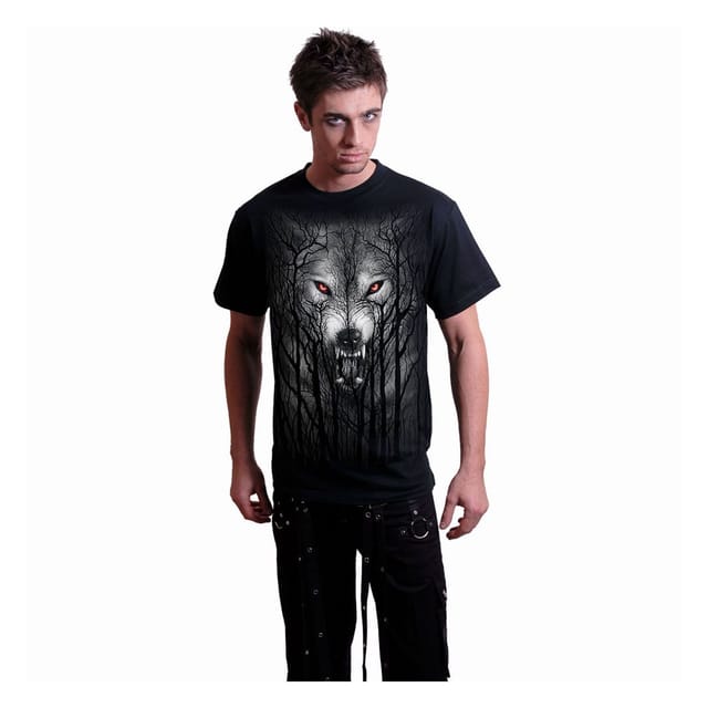 Spiral Direct Spiral Direct Men's Forest Wolf T-Shirt in Black - 3