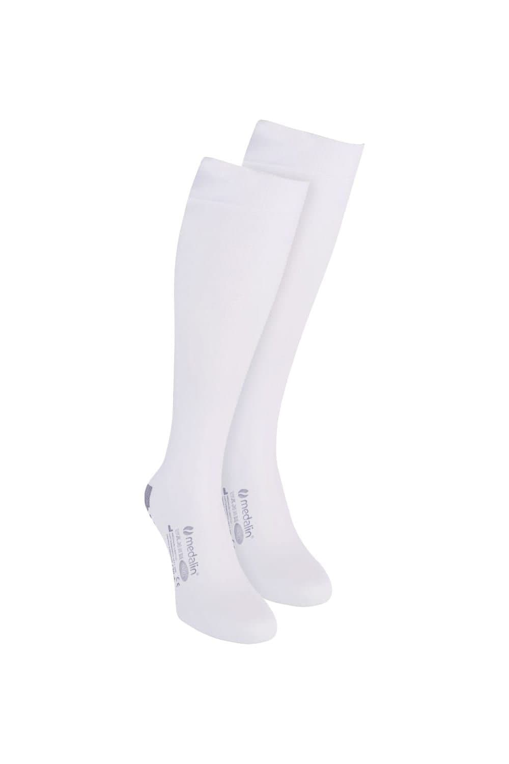 Medalin Medalin Men's 2 Pairs Graduated Compression Below the Knee Stockings with Grips in White