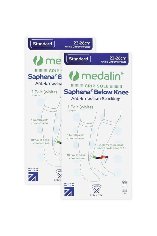 Medalin Medalin Men's 2 Pairs Graduated Compression Below the Knee Stockings with Grips in White - 2