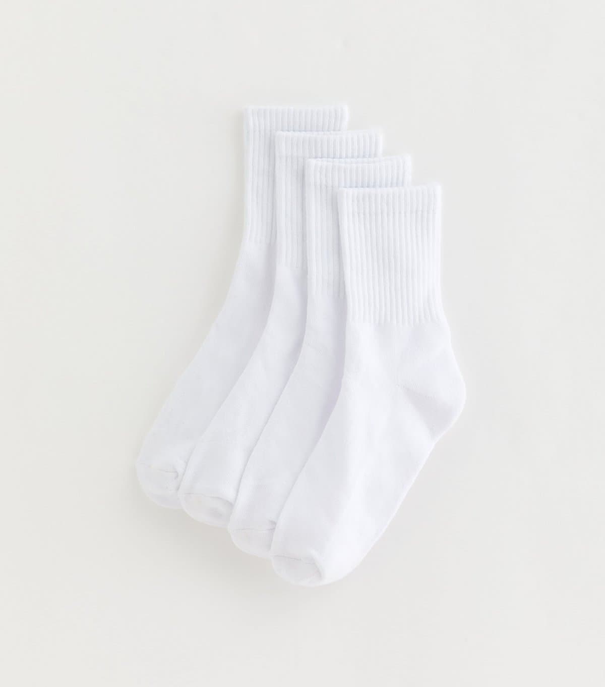 New Look New Look Pack of 4 White Ribbed Tube Socks