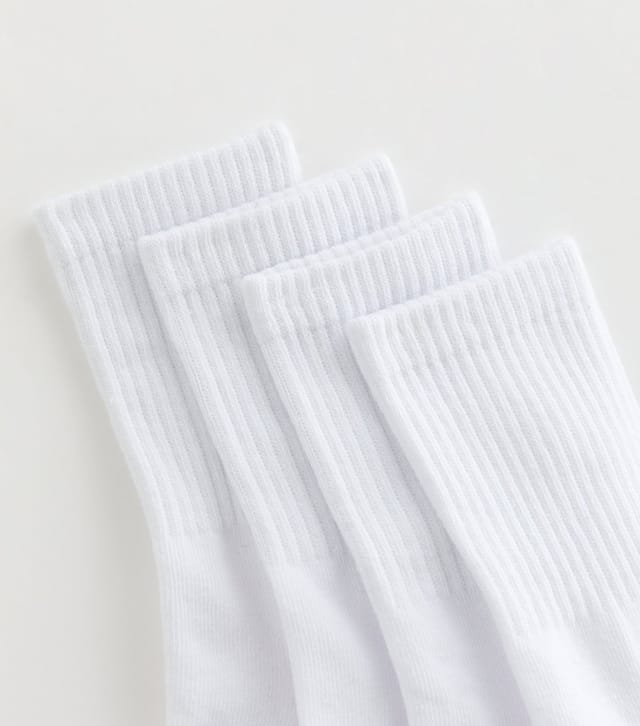 New Look Pack of 4 White Plain Ribbed Tube Socks New Look - 2