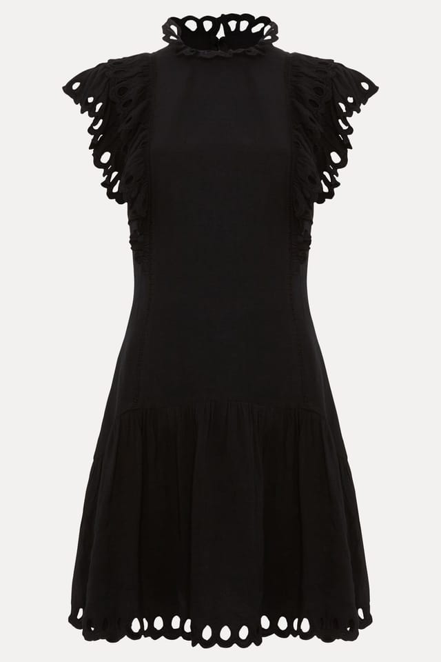 Phase Eight Phase Eight Women's Reena Linen Blend Mini Dress in Black - 2