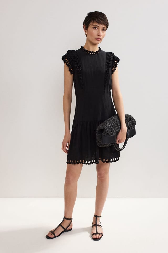 Phase Eight Phase Eight Women's Reena Linen Blend Mini Dress in Black - 3