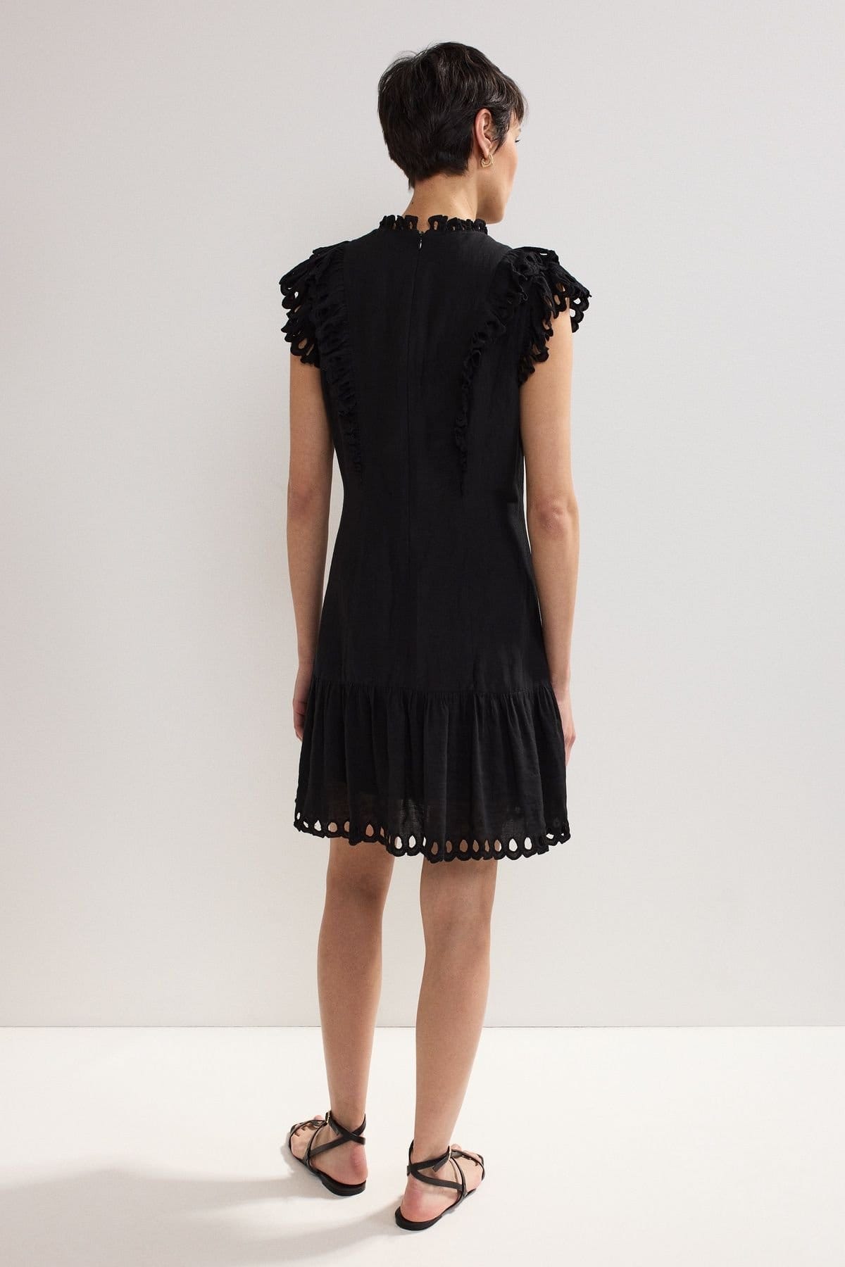 Phase Eight Phase Eight Women's Reena Linen Blend Mini Dress in Black - 4