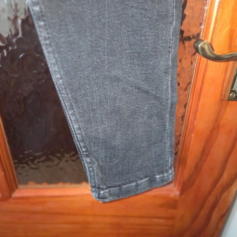 Bershka Mid Wash Charcoal High Rise Skinny Jeans With Faded Details