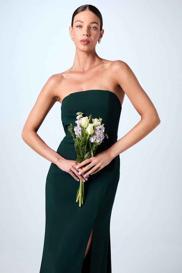 Coast Coast Women's Bandeau Cowl Back Crepe Maxi Bridesmaid Dress in Emerald - 2