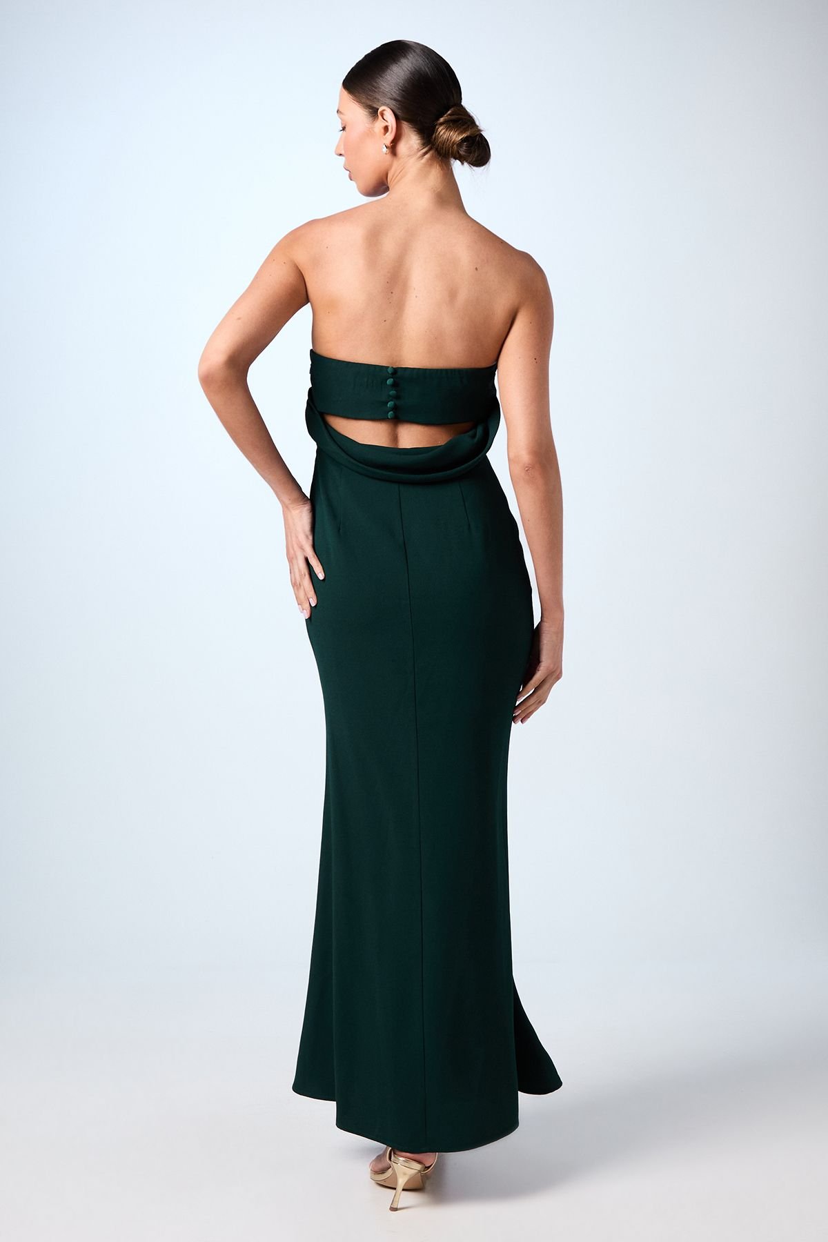 Coast Coast Women's Bandeau Cowl Back Crepe Maxi Bridesmaid Dress in Emerald - 3