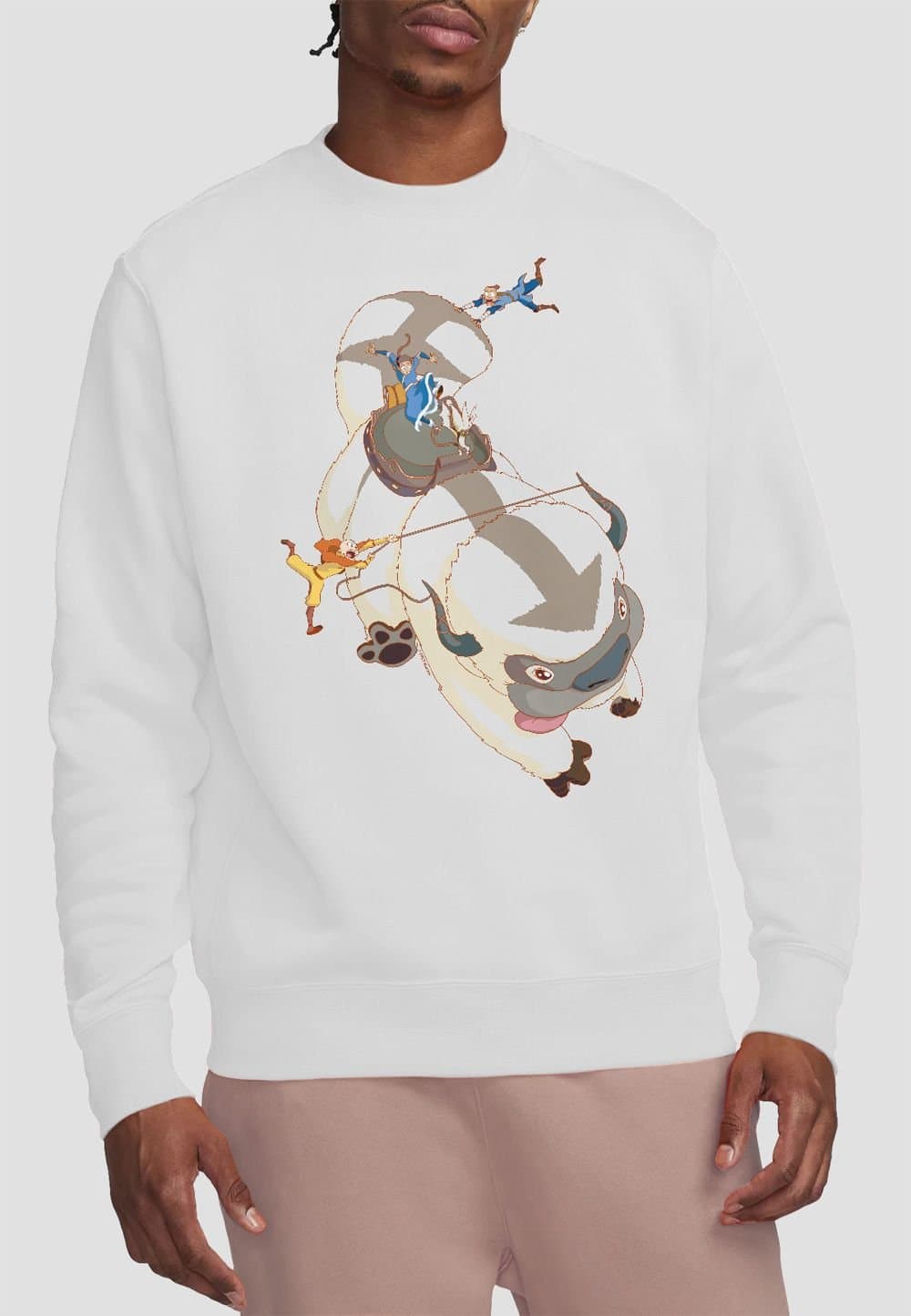 Avatar: The Last Airbender Avatar: The Last Airbender Men's Avatar The Last Airbender Hang On Appa Crew Sweatshirt, White