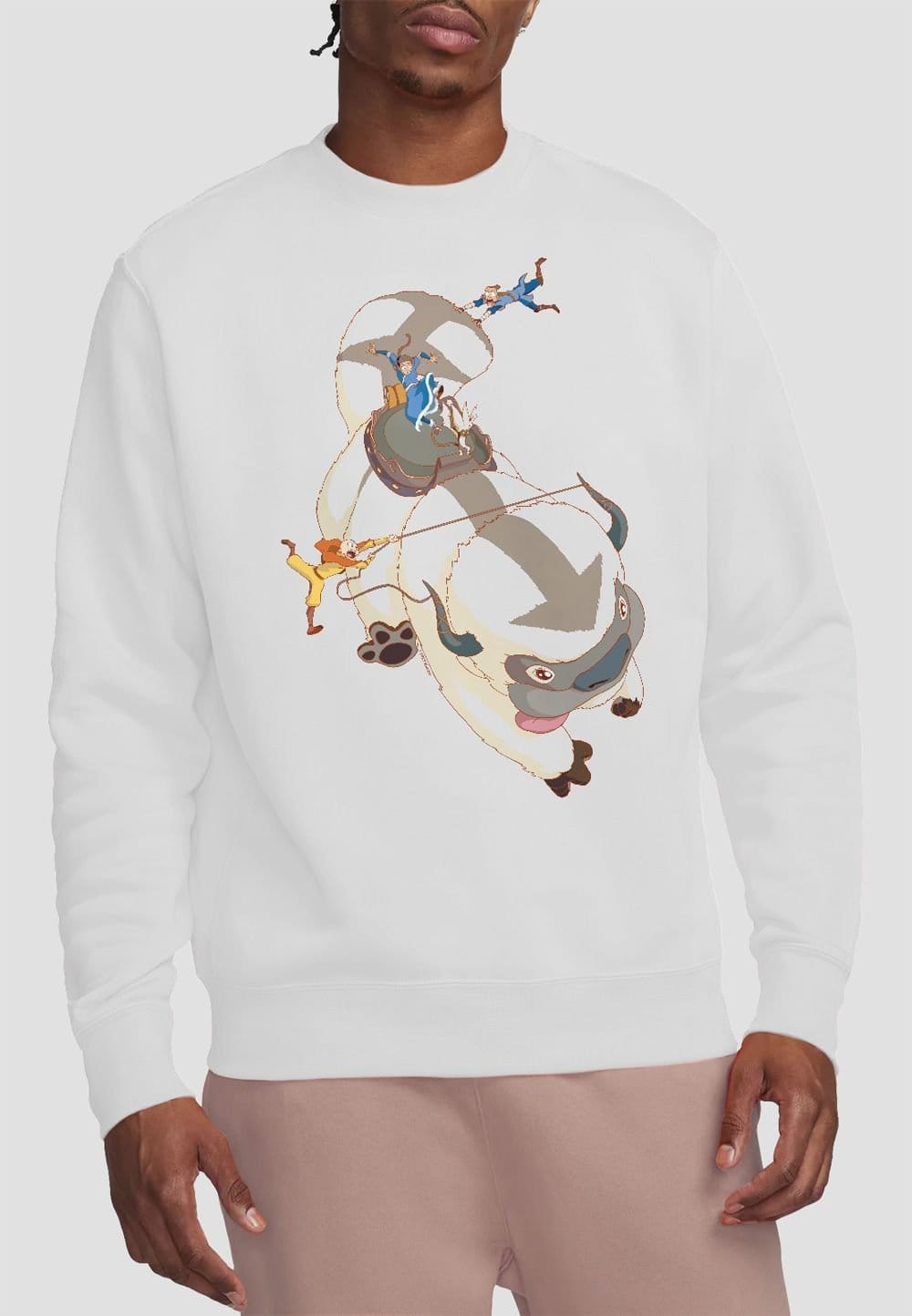 Avatar: The Last Airbender Avatar: The Last Airbender Men's Avatar The Last Airbender Hang On Appa Crew Sweatshirt, White - 4