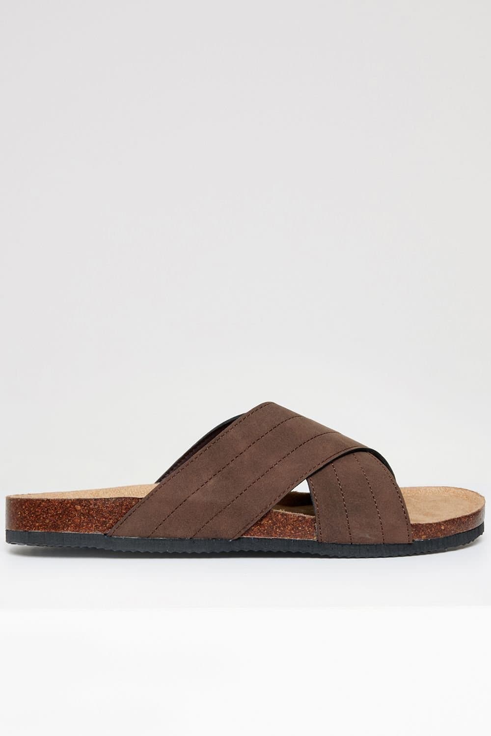 Threadbare threadbare Men's Faux Suede Cross Strap Sandals in Chocolate
