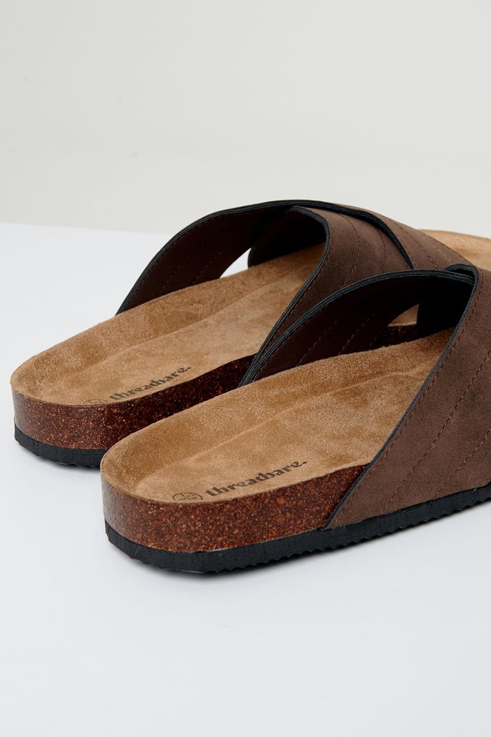 Threadbare threadbare Men's Faux Suede Cross Strap Sandals in Chocolate - 4