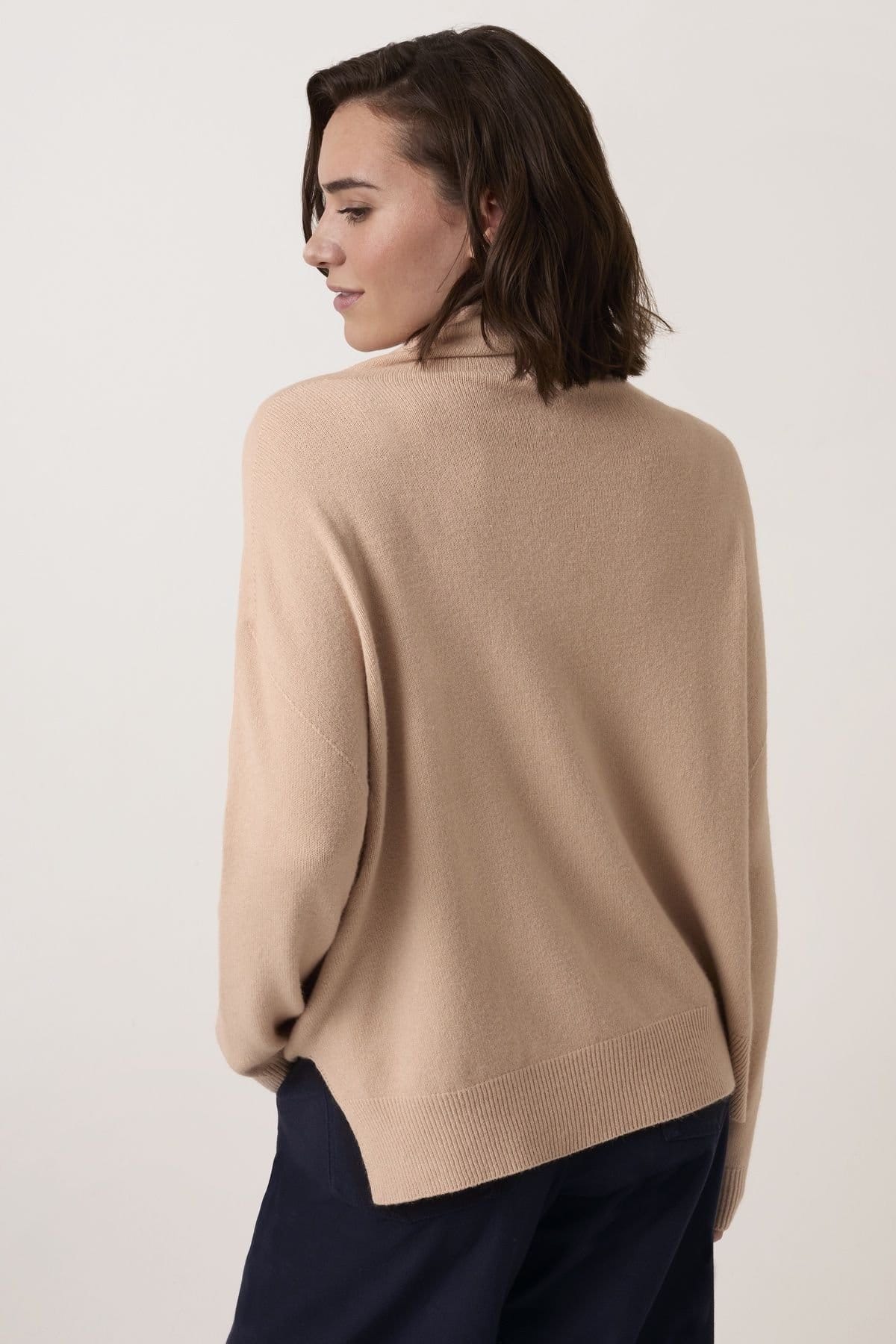 Celtic & Co Celtic & Co Women's Slouchy Roll Neck Jumper in Light Beige - 4
