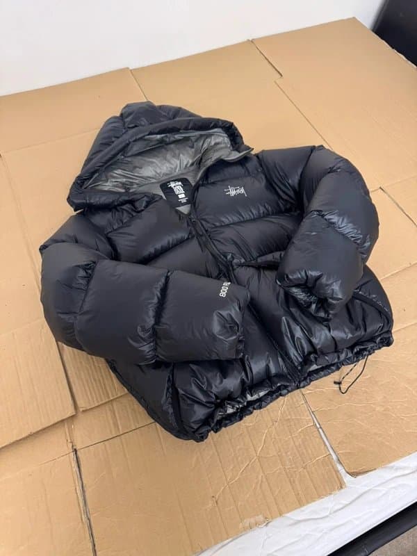 Stüssy Men’s black phantom stussy down parka micro ripstop puffer jacket / coat