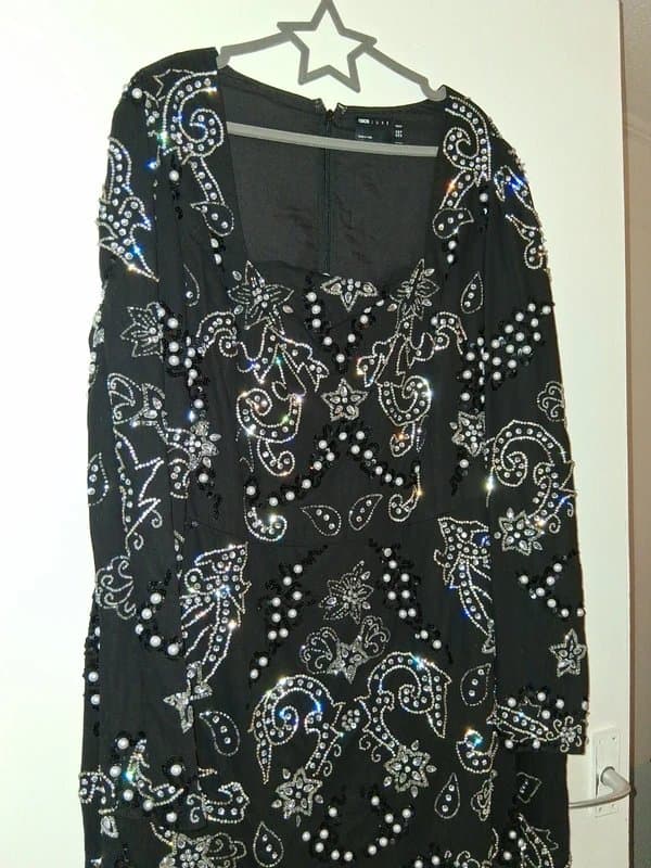 ASOS Asos Luxe Curve size 22 black heavy embellished dress