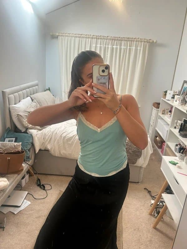 ASOS black satin maxi skirt