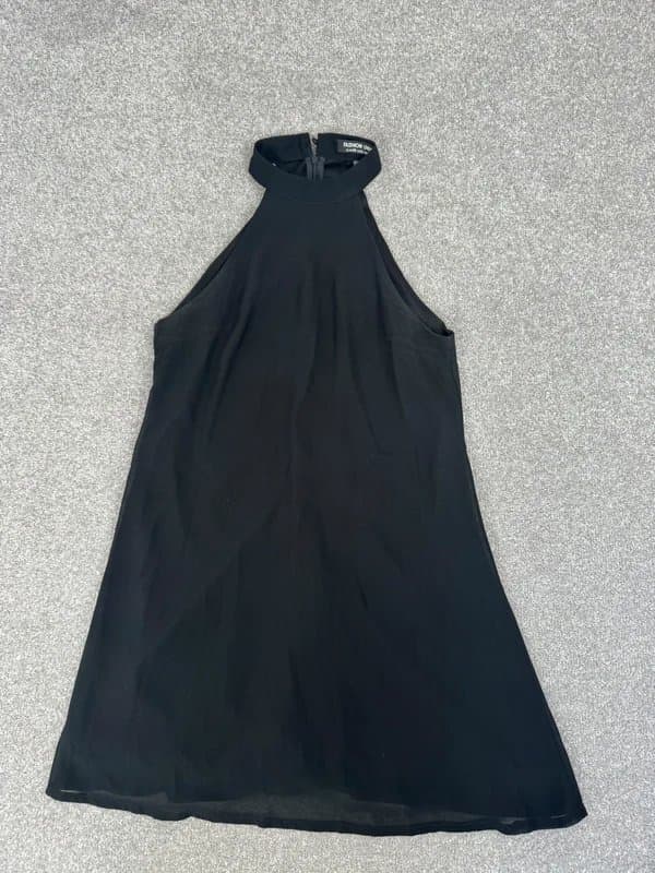 Fashion Union Fashion Union Black Halter Neck / Racer Back Chiffon Mini Dress, 10, RRP: £45