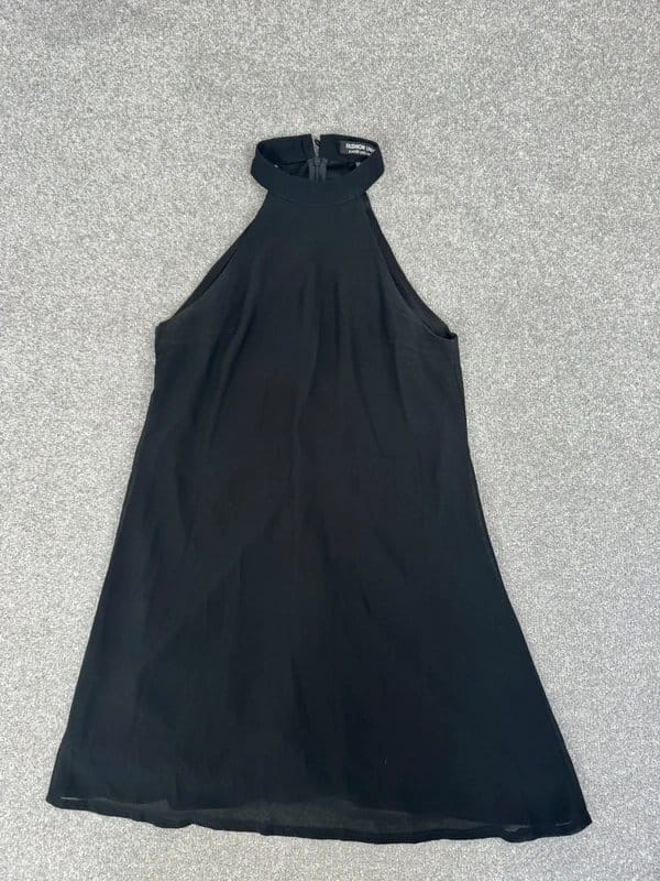 Fashion Union Fashion Union Black Halter Neck / Racer Back Chiffon Mini Dress, 10, RRP: £45 - 1