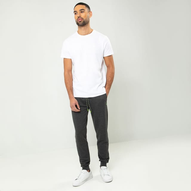 Threadbare Threadbare Men's Cotton Blend 'Trifoliate' Joggers in Dark Grey - 2