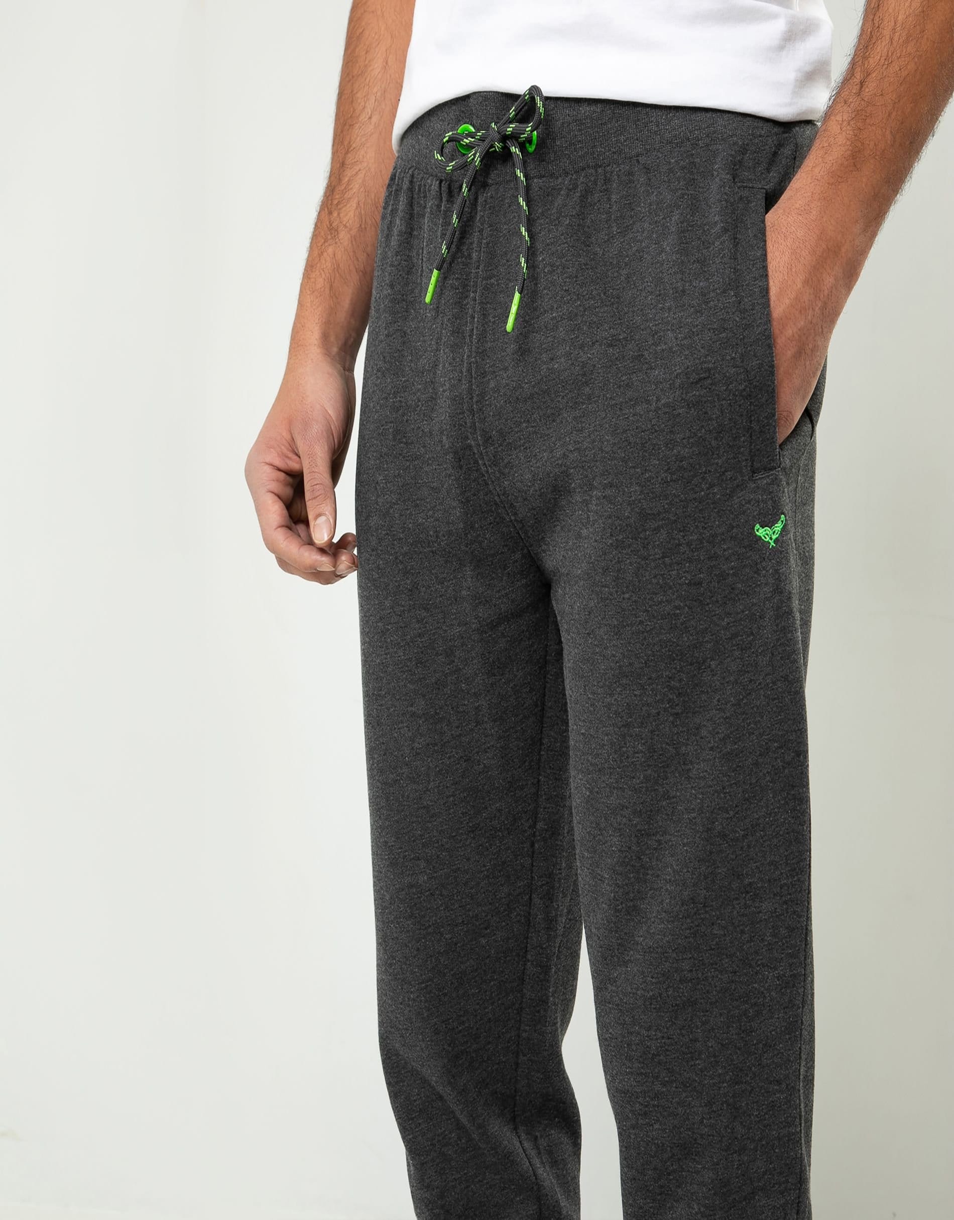 Threadbare Threadbare Men's Cotton Blend 'Trifoliate' Joggers in Dark Grey - 4