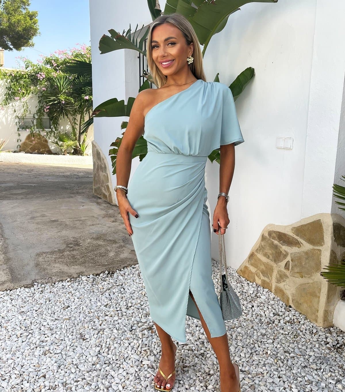 AX Paris Women's Blue One-Shoulder Midi Dress AX Paris New Look