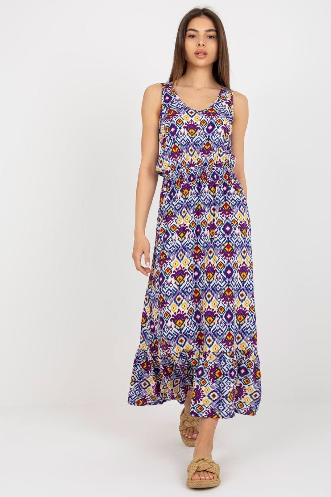 Love Lace Love Lace Women's Long Summer Dress Heart Neck Ruffle Hem