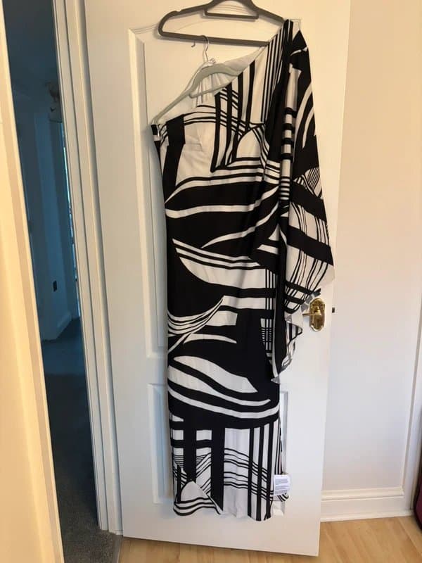 Joanna Hope Incredible one shoulder monochrome dress  asos design size 22