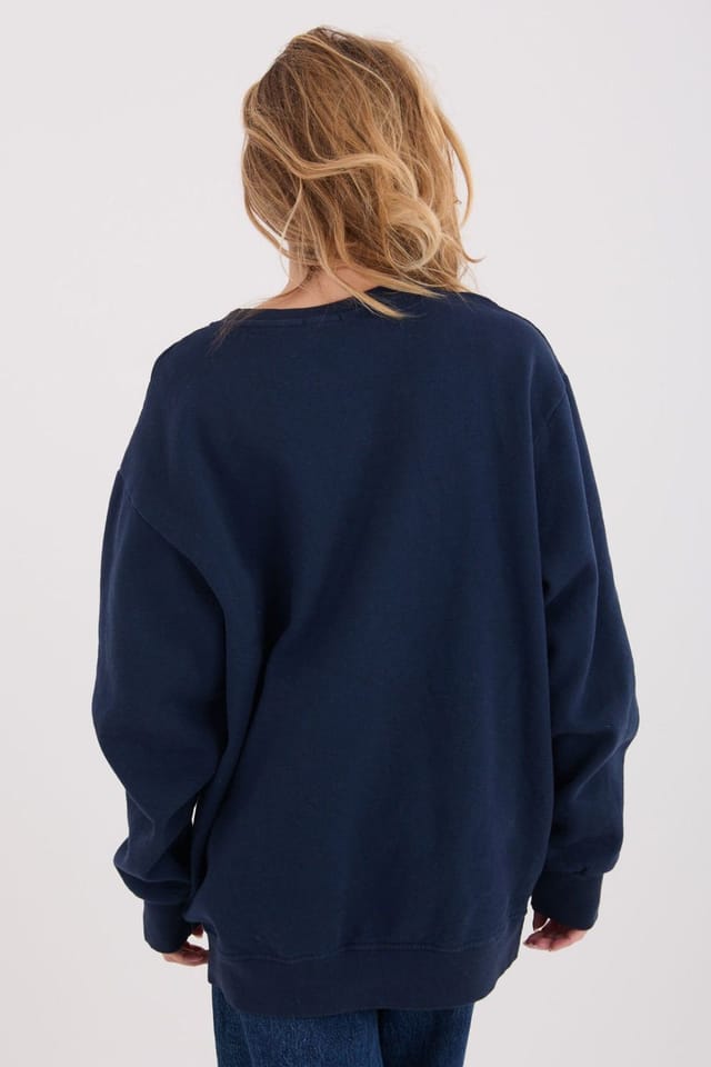 Love Lace Love Lace Women's Everyday Cotton Slogan Sweatshirt with Warmth in Navy - 2