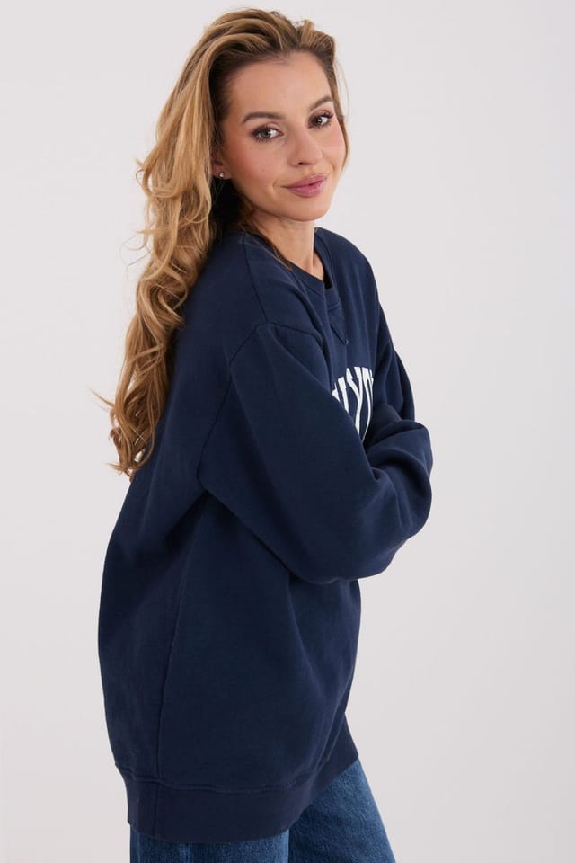 Love Lace Love Lace Women's Everyday Cotton Slogan Sweatshirt with Warmth in Navy - 3
