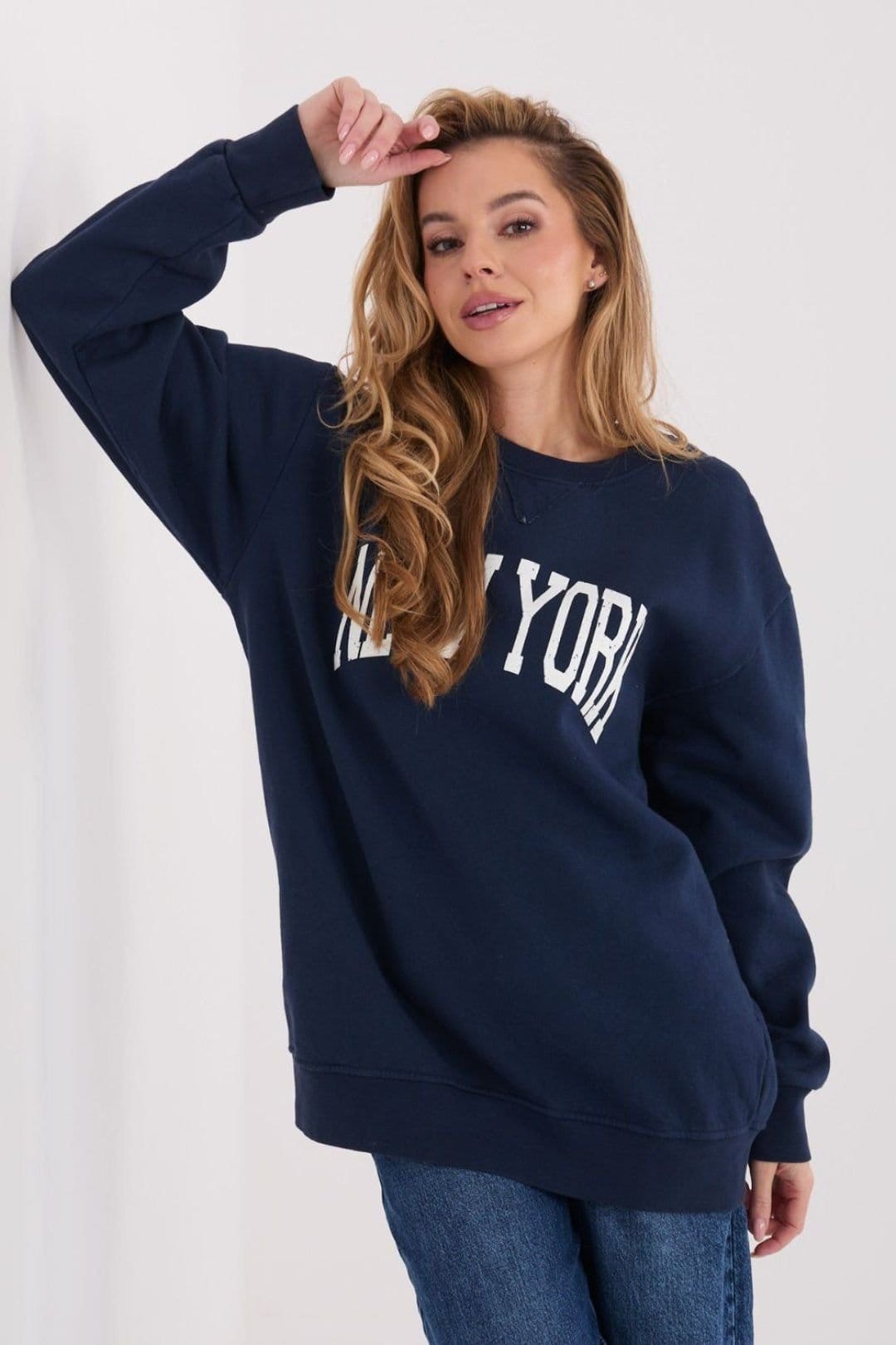 Love Lace Love Lace Women's Everyday Cotton Slogan Sweatshirt with Warmth in Navy - 4