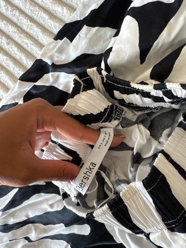 Bershka Bershka Wide Leg Zebra Trousers (silk feel) Size S