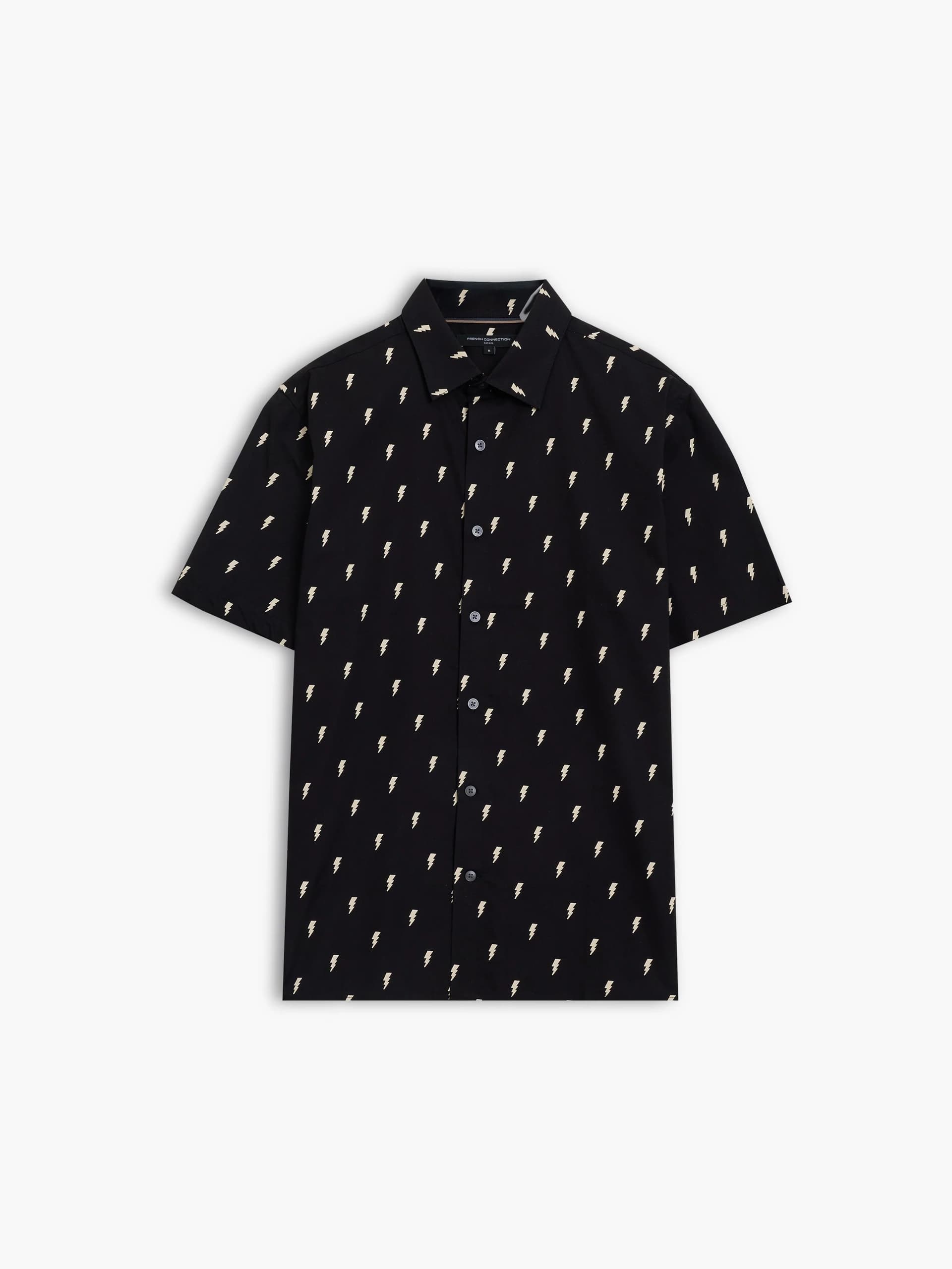 French Connection Short Sleeve Lightning Bolt Black and White Shirt Black/Bone/White