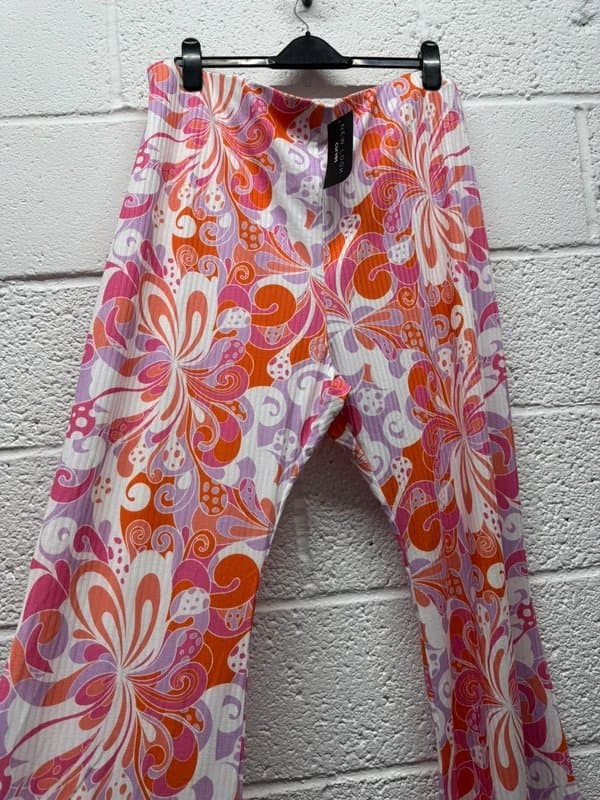 New Look Ladies New Look Pink Orange Flared Trousers  UK 22