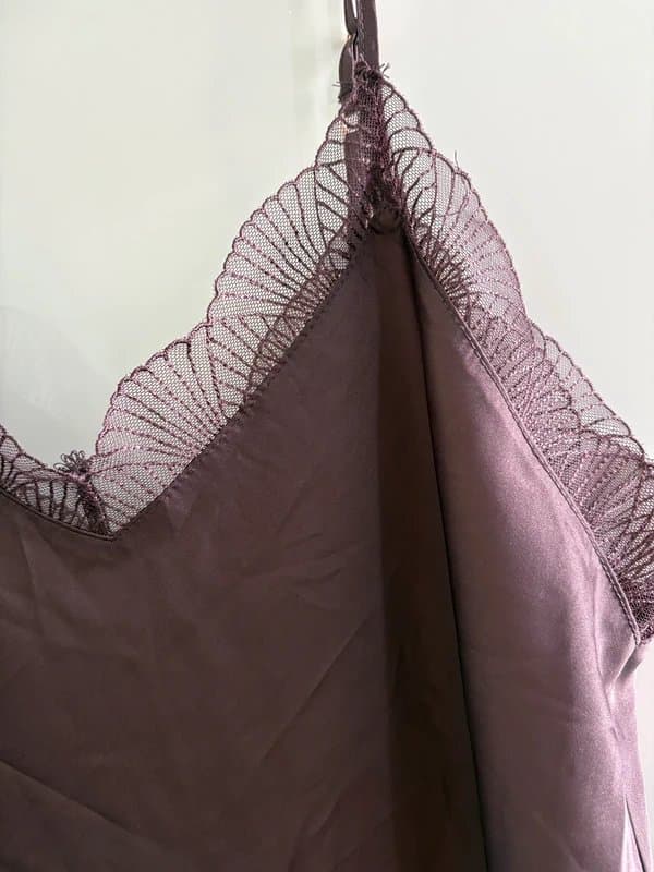 Primark Purple Silky Cami with Lace Detail