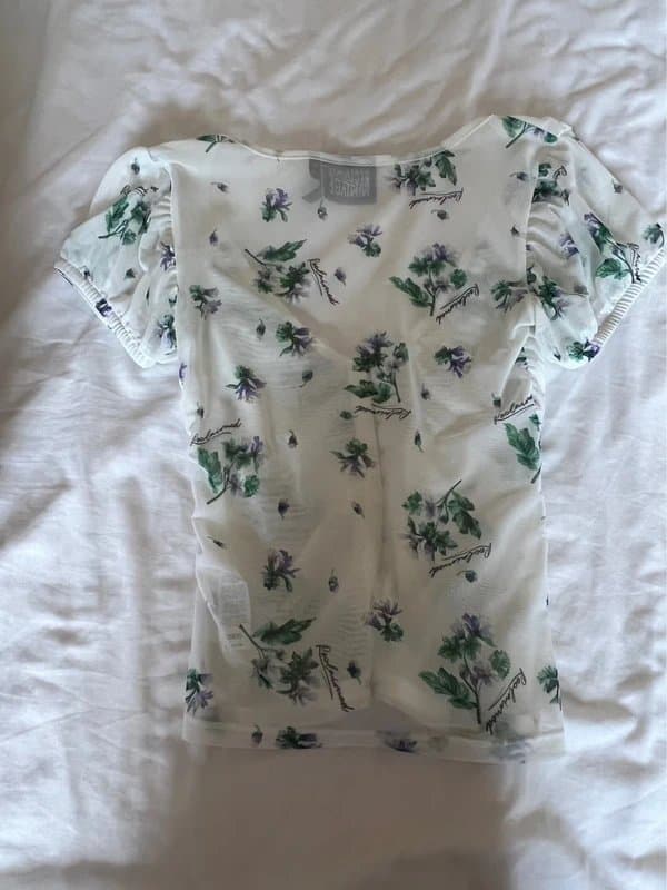 ASOS ASOS Reclaimed vintage ruched mesh top in floral print