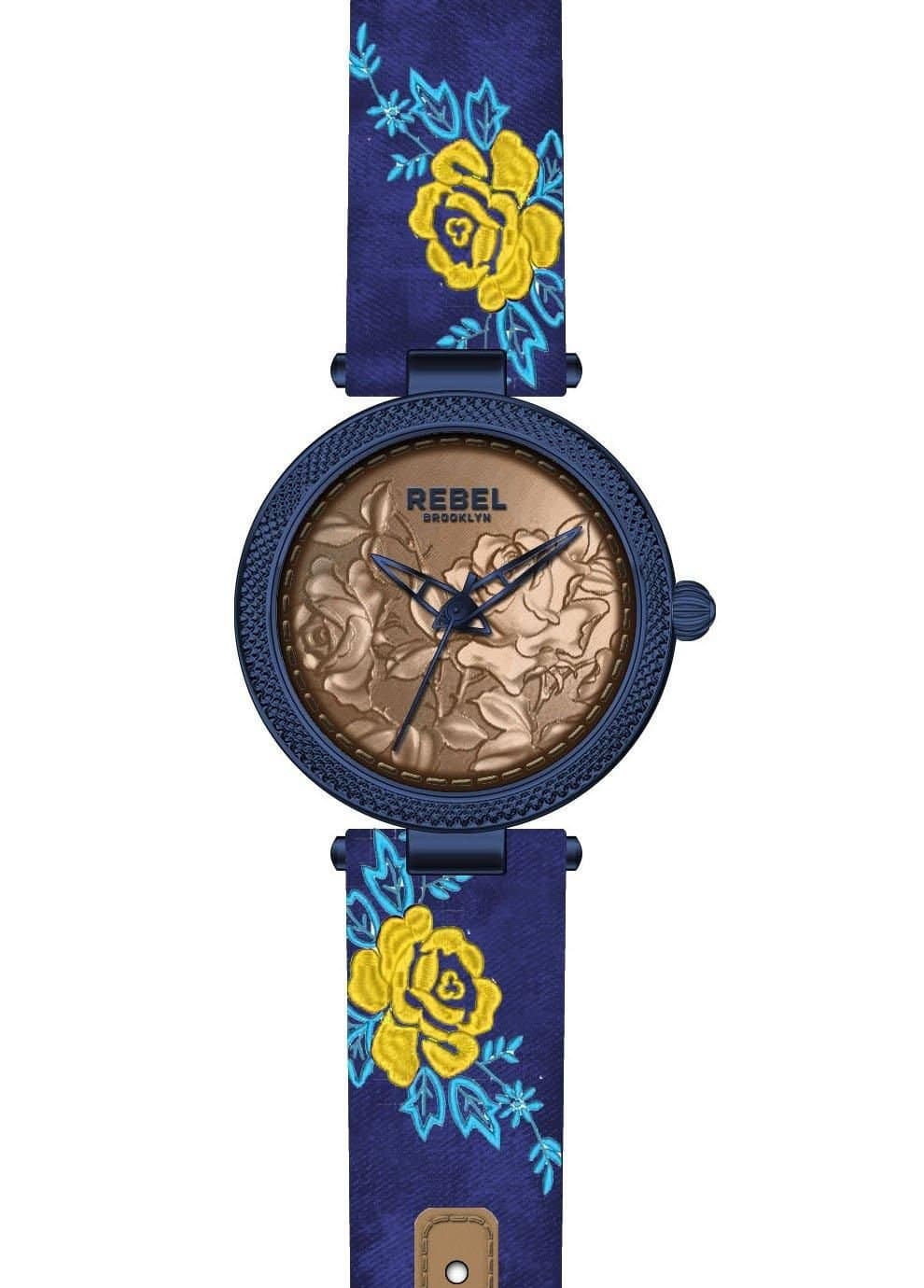 Rebel Rebel Women's Carroll Gardens Yellow Gold/Bronze Dial Cloth Watch in Navy