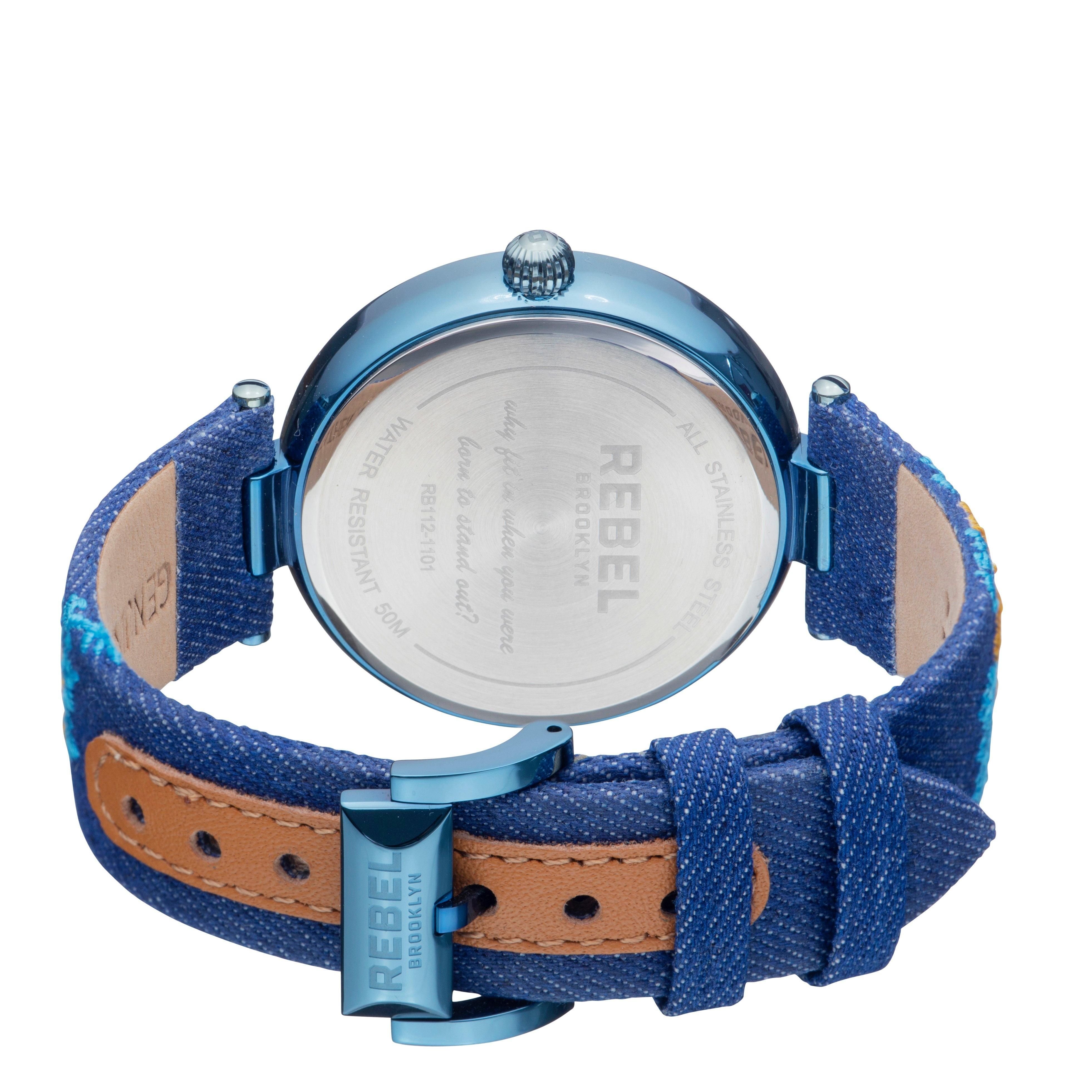 Rebel Rebel Women's Carroll Gardens Yellow Gold/Bronze Dial Cloth Watch in Navy - 2