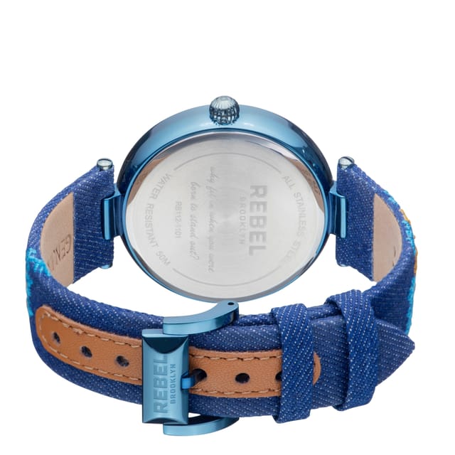 Rebel Rebel Women's Carroll Gardens Yellow Gold/Bronze Dial Cloth Watch in Navy - 2